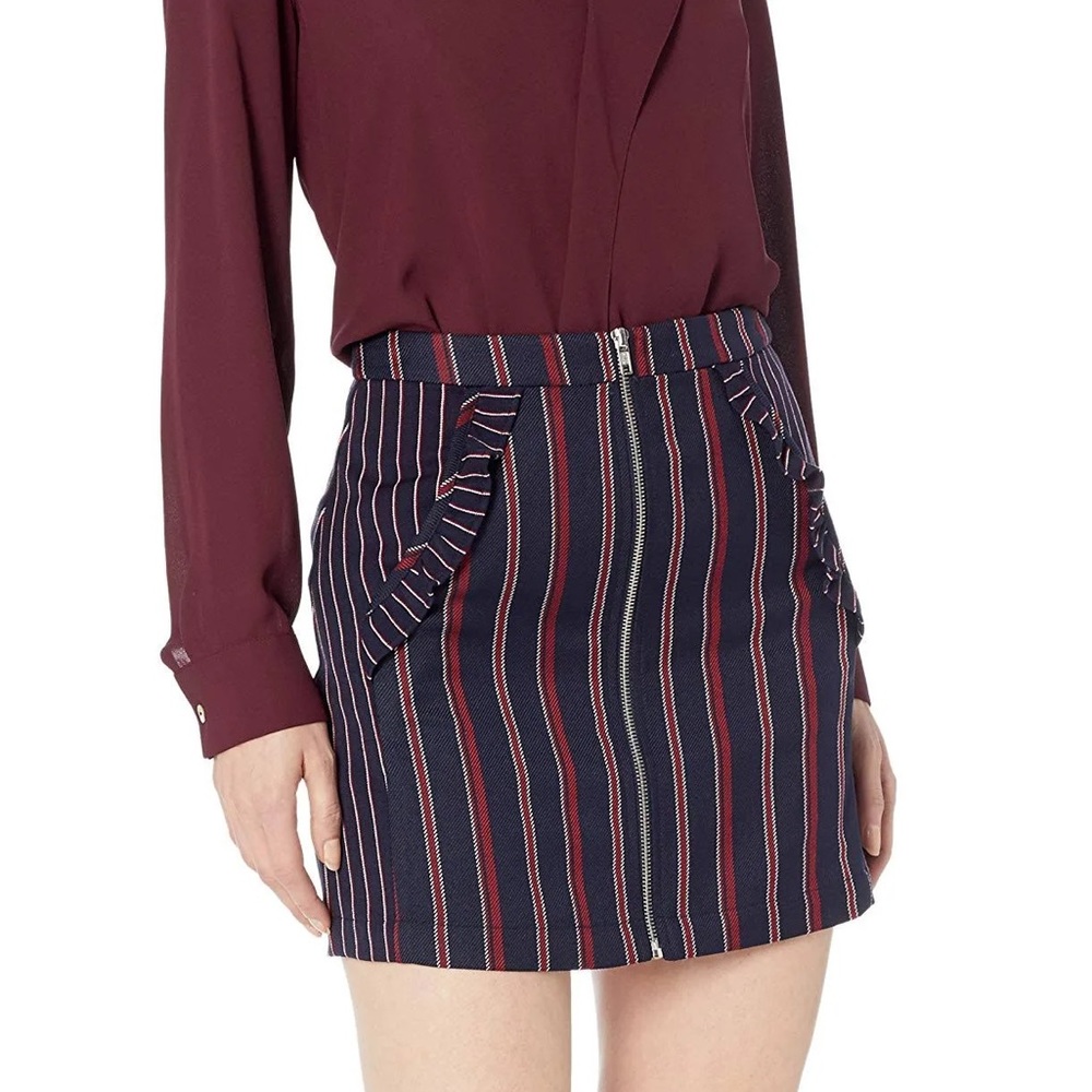 New BCBGeneration Navy Blue Striped Mini Skirt with Pockets